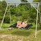 60 Inch Tree Swing with Strong Steel Frame and Oxford Cloth Seat for Garden Yard and Family Fun